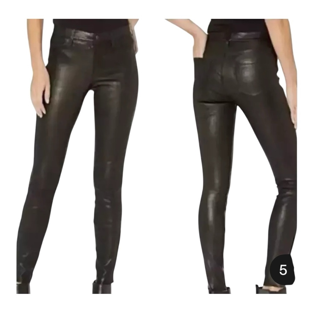 J Brand Black Mid-Rise Skinny Lamb Leather Pants (26 or US 6) - Picture 5 of 8